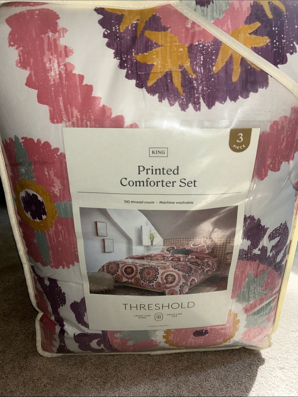 Threshold King Cotton Sateen Boho 3- Piece Comforter Set